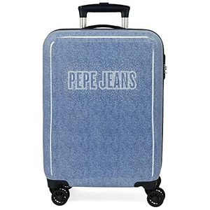 Pepe Jeans Digitale cabinetrolley, blauw, 38 x 55 x 20 cm, stijve ABS-combinatiesluiting, 34 l, 2 kg, 4 wielen, handbagage