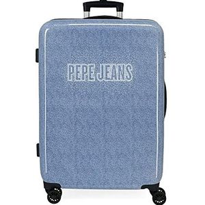 Pepe Jeans Digitale koffer middelgroot, blauw, 48 x 68 x 26 cm, hard plastic, zijdelingse combinatiesluiting, 70 l, 3 kg, 4 wielen