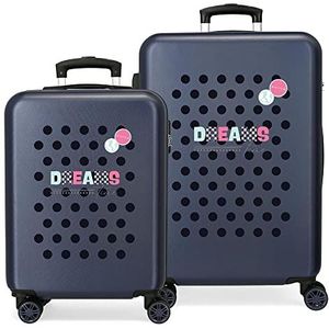 Movom Dreams Time kofferset, blauw, 55/65 cm, stijf, ABS-combinatiesluiting, zijkant, 91,6 kg, 4 wielen, handbagage