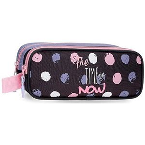Roll Road Roll Road The Time is Now pennenetui, dubbel, zwart, 23 x 9 x 7 cm, polyester, zwart, zwart., dubbele mapje
