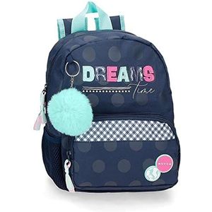 MOVOM Dreams Time Rugzak, aanpasbaar, met trolley, blauw, 23 x 28 x 10 cm, polyester, 6,44 l, blauw, voorschoolrugzak, aanpasbaar aan trolley, Blauw, Rugzak voor kleuterschool, aanpasbaar aan trolley