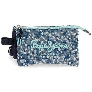 Pepe Jeans denim star pennenetui, Rosa Roja, Eén maat, Drievoudig etui