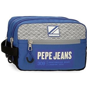 Pepe Jeans Darren Toilettas, 2 vakken, aanpasbaar, blauw, 26 x 16 x 12 cm, polyester, blauw, toilettas met twee vakken, Blauw, Toilettas met twee vakken, aanpasbaar