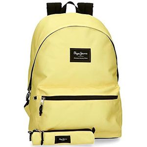 Pepe Jeans Aris rugzak voor laptop en schooltas 15,6 inch geel 31 x 44 x 17,5 cm polyester 23,87 l, beige, Rugzak voor laptop + etui voor school