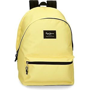 Pepe Jeans Aris rugzak voor laptop, dubbel vak, 15,6 inch, geel, 31 x 44 x 15 cm, polyester, 20,46 l, beige, Laptoprugzak met twee vakken