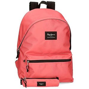 Pepe Jeans Aris rugzak voor laptop en schooltas 39,6 cm (15,6 inch), roze, 31 x 44 x 17,5 cm, polyester 23,87 l, Violeta, Rugzak voor laptop + etui voor school