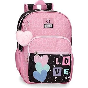 Enso Love Vibes schoolrugzak, roze, 30 x 38 x 12 cm, polyester, 13,68 l, roze, schoolrugzak, Roze, schoolrugzak