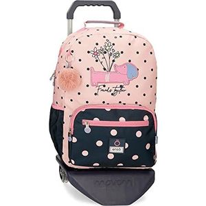 Enso Friends Together schoolrugzak voor laptop met trolley 39,6 cm (15,6 inch), roze, 32 x 42 x 15 cm, polyester 18,82 l, Violeta, schoolrugzak voor laptop met trolley