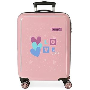 Enso Love Vibes cabinetrolley, roze, 38 x 55 x 20 cm, stijve ABS-combinatiesluiting, zijkant, 34 l, 2 kg, 4 wielen