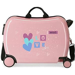 Enso Love Vibes Kinderkoffer, roze, 50 x 38 x 20 cm, stijf, ABS-combinatiesluiting, 34 l, 1,8 kg, 4 wielen, handbagage, Violeta, kinderkoffer