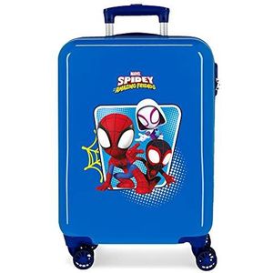 Marvel Spidey Team Up cabinetrolley, blauw, 38 x 55 x 20 cm, hard plastic, zijkant, 34 l, 2 kg, 4 wielen, handbagage, Rosa Roja, cabine koffer