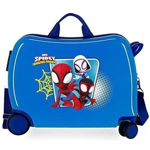 Marvel Spidey Team Up kinderkoffer blauw 50 x 39 x 20 cm harde schaal ABS zijcombinatiesluiting 34 liter 1,8 kg 4 wielen handbagage blauw kinderkoffer, Blauw, kinderkoffer
