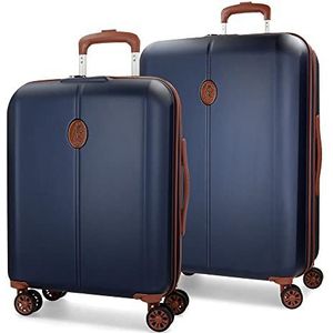 El Potra Ocuri kofferset, blauw, 55/70 cm, stijf, ABS-sluiting, geïntegreerd, 118 l, 6,98 kg, 4 wielen, handbagage, Rosa Roja, kofferset