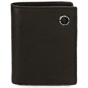 Pepe Jeans Badge verticale portemonnee met portemonnee, zwart, 8,5 x 10,5 x 1 cm, leer, Blanco Y Gris, verticale portemonnee met portemonnee