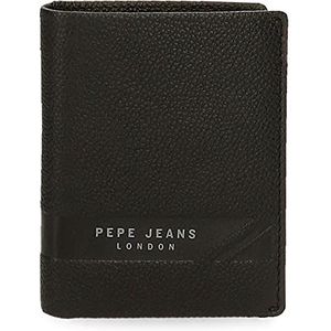 Pepe Jeans Basingstoke Verticale portemonnee met portemonnee, zwart, 8,5 x 10,5 x 1 cm, leer, Blanco Y Gris, verticale portemonnee met portemonnee