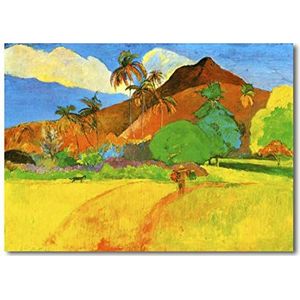 Decoratief schilderij: Tahitiaans landschap met bergen – Paul Gaguin 86 x 62 cm. Direct printen