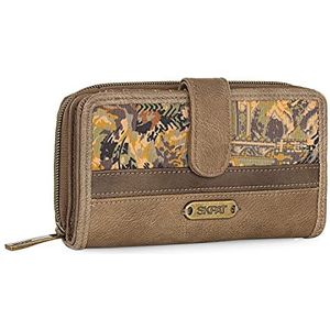 SKPAT - Dames RFID Wallet Vegan - Dames Portemonnee PU leer - Small Portemonnee Dames met Meerdere Kaartsleuven - Portemonnee Vrouwen met RFID Blocking System - Wallet for Women, Bruine