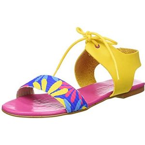 Agatha Ruiz de la Prada Agatha 114 sandalen met sleehak voor dames, blauwe bloemen, meerkleurig, 38 EU