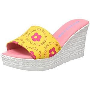 Agatha Ruiz de la Prada Agatha 122 sandalen met sleehak voor dames, geel fuchsia, 39 EU