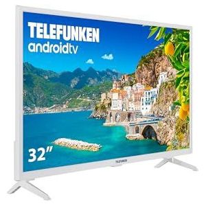 Telefunken 32DTAH724W - Android TV 32 inch wit, HD-resolutie, HDR10, Bluetooth, geïntegreerde Chromecast, compatibel met Google Assistant en Alexa