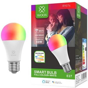 WOOX r9074 smart rgb led bulb, wifi, e27, cct, google assistant/ amazon alexa