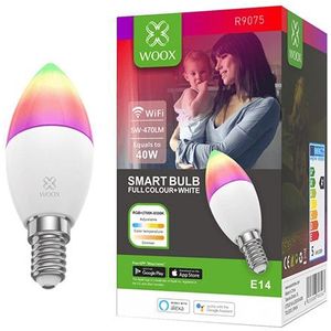 WOOX R9075 Smart RGB LED Bulb, WiFi, E14, CCT, Google Assistant & Amazon Alexa