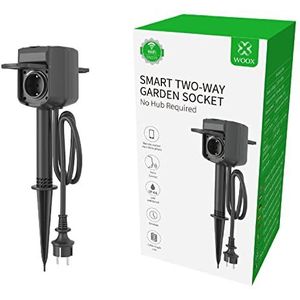 Woox Alexa Smart stopcontact voor buiten met grondpen en standaard, zwart