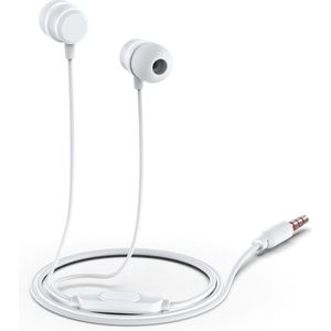 Earphone met draad 1.2m nieuwe model 2023 | In Ear Bedrade Oordopjes - Oortjes met Draad en Microfoon - Extra Bass - 3,5mm Jack Audio Aansluiting - Wit