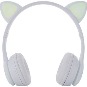 M.TK Kinder Hoofdtelefoon Draadloze met Lichting - Oortjes-Led Verlichting-Wit - Kids Headset-Over Ear-Bluetooth-Microfoon (Wit)
