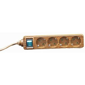 Basis 4 stopcontacten + kabel 3 x 1,5 hout met schakelaar