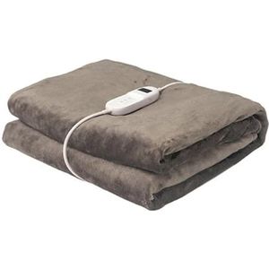 Elektrische deken, bruin, wasbaar, 160 W, 9 standen, timer, afneembaar, 180 x 130 cm, verstelbaar, voor bank of bed