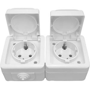 Opbouwstopcontact, 2-voudig, grijs, ideaal voor het aansluiten van elektrische apparaten binnen en buiten.