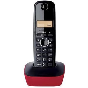 Rode draadloze designtelefoon, display met achtergrondverlichting, handsfree