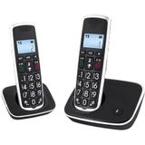 Duo-telefoons, 2 zwarte draadloze telefoons, modern, display met achtergrondverlichting, handsfree