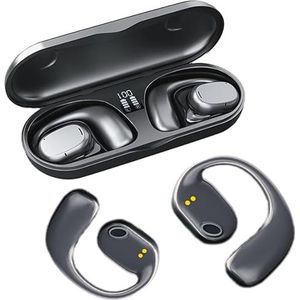 PRENDELUZ Draadloze Bluetooth-hoofdtelefoon met oorhaak, zwart, 6 uur speeltijd