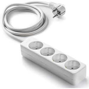 Stekkerdoos met 4 geaarde stopcontacten zonder schakelaar, 3 m H05VV-F 3G1,5 m², sokkel met 4 stopcontacten