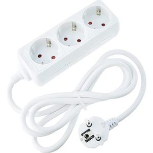 Witte stekkerdoos, 3 stopcontacten, zonder schakelaar, met 3G-kabel, 1,5 mm², 5 m, Duitse stekkerdoos (3 stopcontacten, 1,5 mm², 5 m)