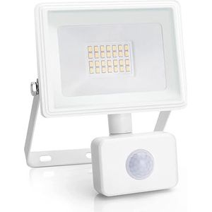 Levitantes Led-spot, smal, wit, met bewegingsmelder, IP65, aluminium, 20 W, 4000 K, natuurlijk veiligheidslicht voor tuin, buiten, binnenplaats, enz.