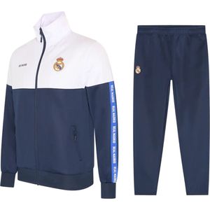 Real Madrid - Trainingspak - Donkerblauw/Wit - Voetbalkleding - 100% Polyester