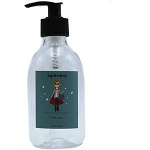 SUSIKO Super Mama met cape en oogmasker, afmetingen 15 x 5 cm, inhoud 250 ml, gewicht 40 g, transparante PET-fles met zwarte dispenser, verpakking in mooie krachtbox