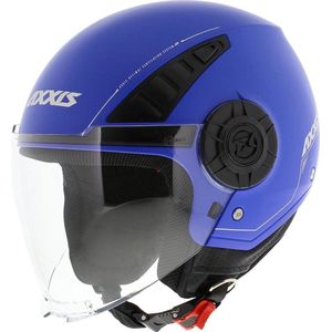 Axxis Metro jet helm Solid mat blauw S - Scooterhelm / Brommerhelm