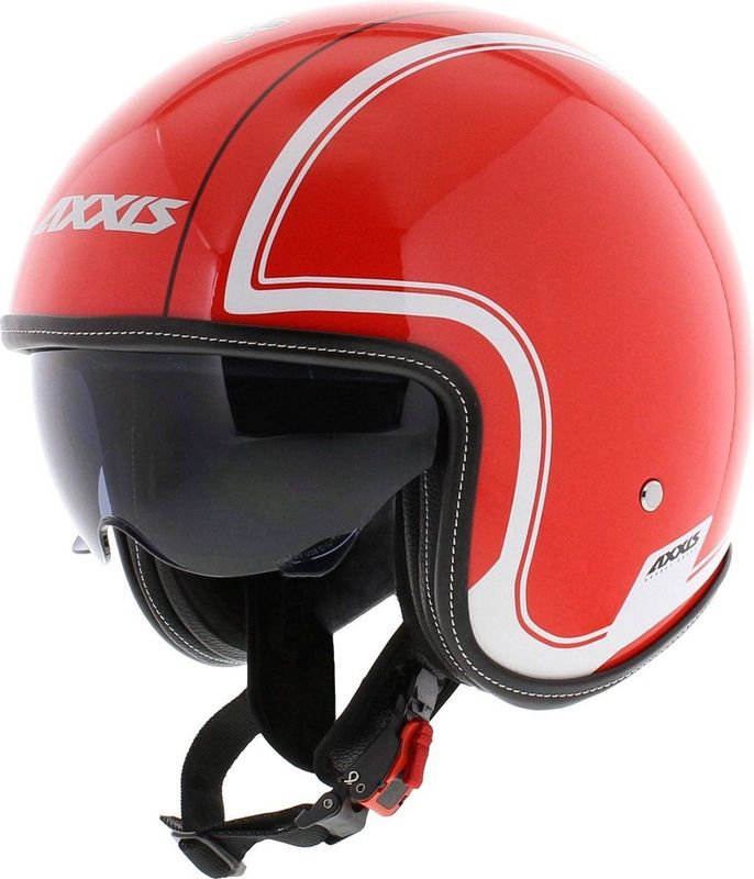 Axxis - Hornet - Helm - Rood - Glans - Jethelm met Ingebouwd Zonnevizier