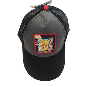 Pokémon - Pet voor Jongens of Meisjes - Verstelbare Pikachu Pet - Pokemon Cap met Pikachu - Pokemon Pet voor Kinderen - Maat 54-56 Verstelbaar - Zwart/Grijs