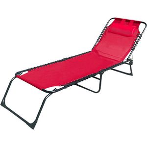 Marbueno Vouwstoel Staal Met Kussen Tuin en Zwembad 190X58X27 cm Rood 10000
