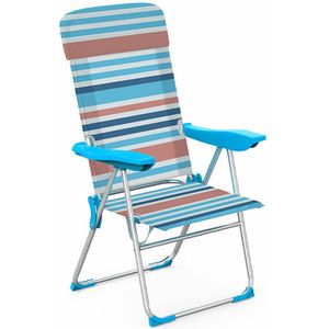 Marbueno Vouwstoel 5 Posities Aluminium met Kussen Oranje en Blauw 69X58X110 cm 10465