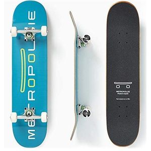 Metropollie - Skateboard compleet blauw - skateboard voor kinderen, jongeren en beginners, 7-laags board van 100% Canadees esdoornhout, 52 mm ABEC-5 wielen en Jessup slijpen