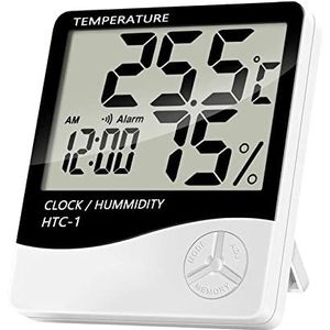 Hygrometer, temperatuur- en vochtigheidsmeter, digitale bureauthermometer, digitale thermometer met lcd-display, kamervochtigheidsmeter, temperatuurmeter, 1 stuk