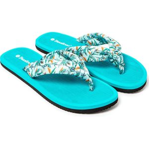 Brasileras - Hibiscus Nudo - Slippers - Turquoise - Rubberen Zool