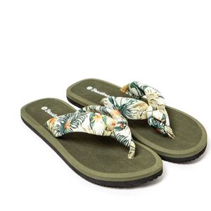 Brasileras - Hibiscus Nudo - Slippers - Groen - Stoffen Band - Sleehak