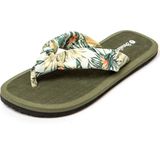 Brasileras - Hibiscus Nudo - Slippers - Groen - Stoffen Band - Sleehak
